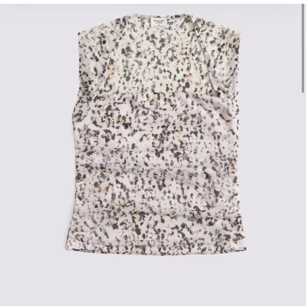 Abercrombie & Fitch Cream and Black Printed Tank Top